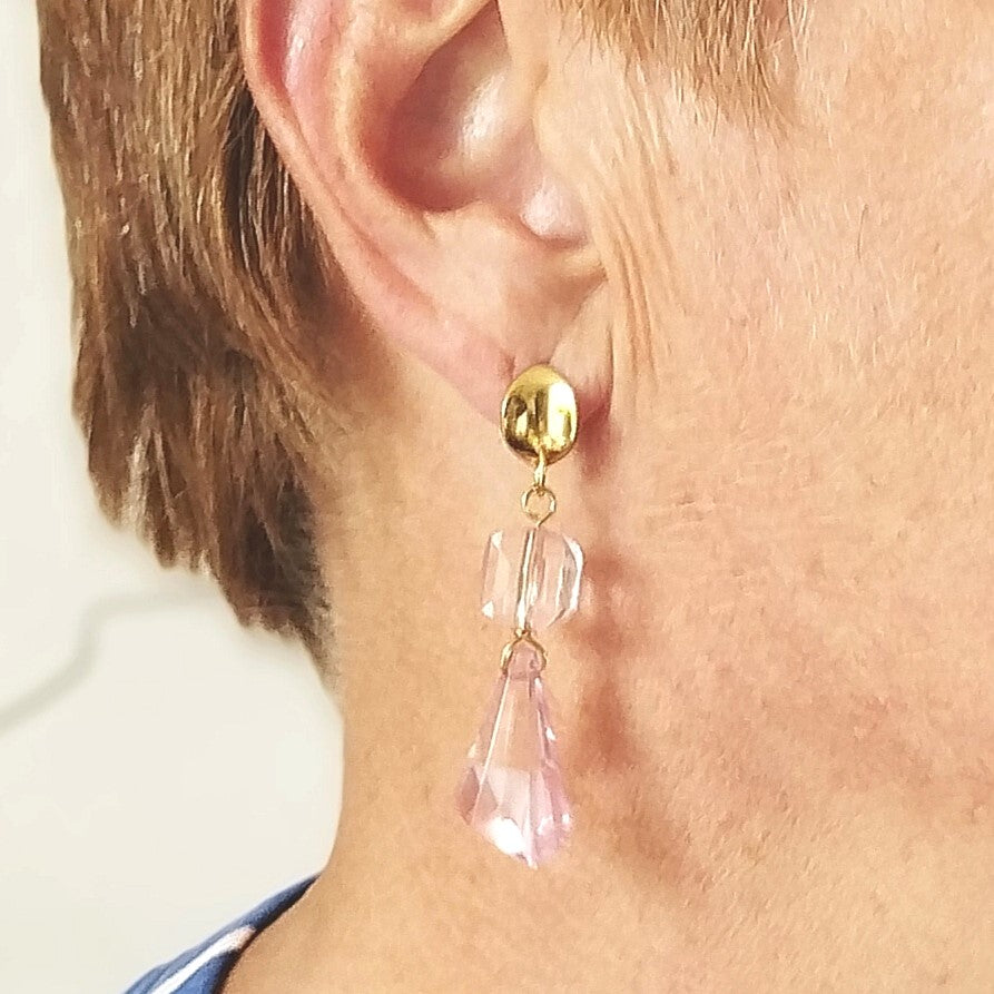 Boucles d'oreilles dorées et rose AZILIZ